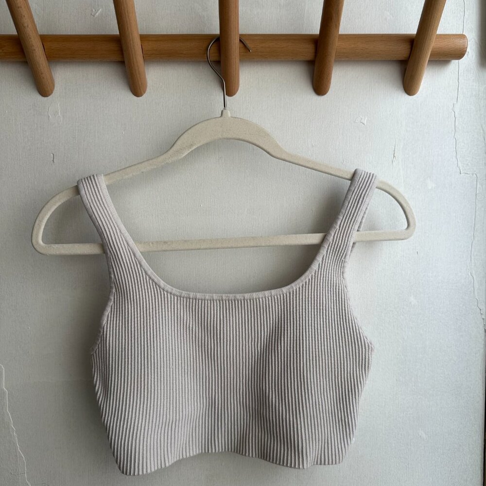 W’s S Aritzia Babaton Cropped ribbed tank top / Crop Top - white